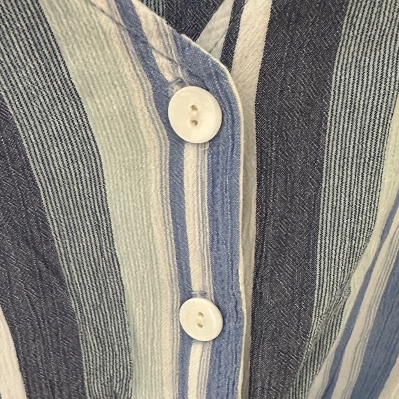 Shore Striped Button-Down Tie-Front Top - Picture 5 of 9